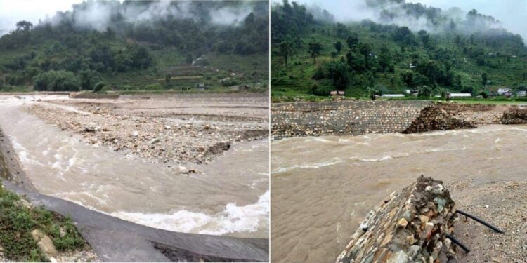 फेवाबाँधको दुर्दशाः ८ करोडको बाँध २ वर्षमै भत्कियो