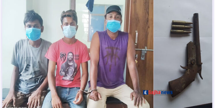 कपिलबस्तुको महाराजगंजबाट कटुवा पेस्तोल र गोली सहित ३ जना पक्राउ