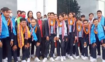 साफमा उपविजेता बनेको नेपाली टोली काठमाडौं आइपुग्यो