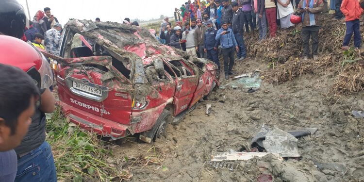 रौतहटमा जन्ती बोकेको गाडी दुर्घटना, चारको मृत्यु