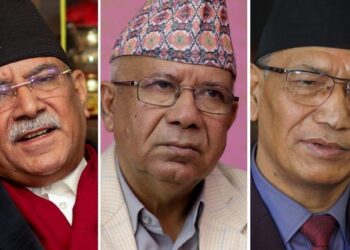 प्रचण्ड, माधव नेपाल र जसपा नेता श्रेष्ठबीच छलफल