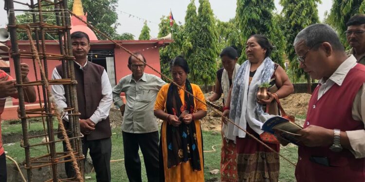 पुर्वी नवलपरासीेको ज्योति गुम्बा बौद्ध विहार परिसरमा थम्महल निर्माण कार्य सुरु,