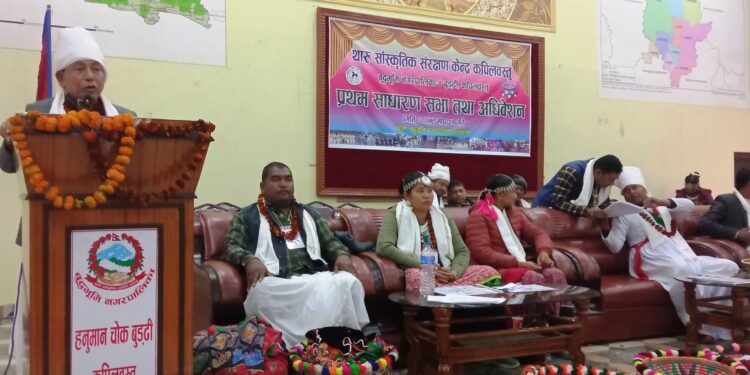 थारु कला संस्कुति जर्नेना गर्न उद्देश्यले बुद्धभुमी नगरपालिकाद्धारा सवा करोड बढीको थारु संग्रहाय निर्माण गर्दै