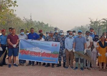 बुद्धजयन्तीको तयारी : लुम्बिनीमा सरसफाई अभियान