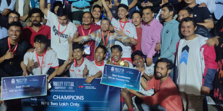 भ्याली फुटसल च्याम्पियनसिपको उपाधि ललितपुर महानगरपालिकाले लियो