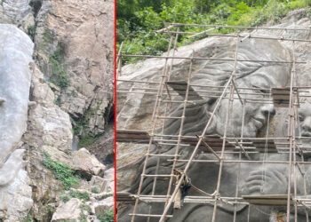 पर्यटन प्रवर्द्धनका लागि पहरोको ढुङ्गामा आकृति बनाइँदै