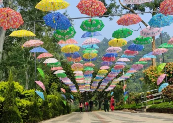 रंगीविरंगी छाताले सिँगारियो धार्मिक पर्यटकीयस्थल दोमुखा