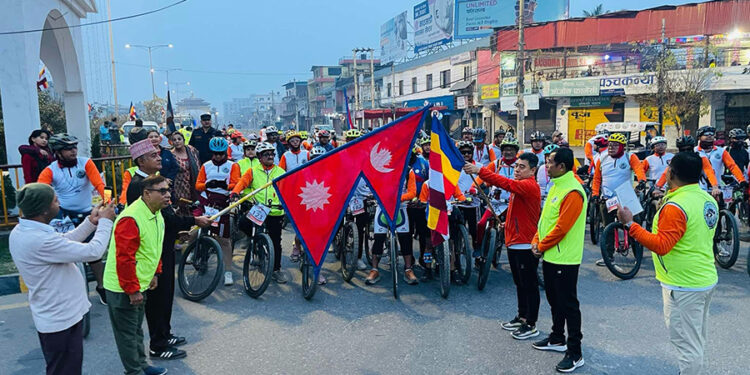 बौद्ध स्थलहरूबारे प्रवर्द्धन गर्न बुद्ध ज्ञान साइकल यात्रा