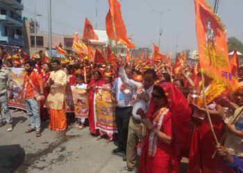 राम कथा ज्ञान महायज्ञको अवसरमा निकालिएका कलस यात्रा