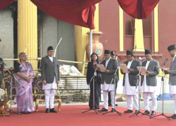 राष्ट्रपतिसमक्ष चार मन्त्रीको पद तथा गोपनीयताको शपथ