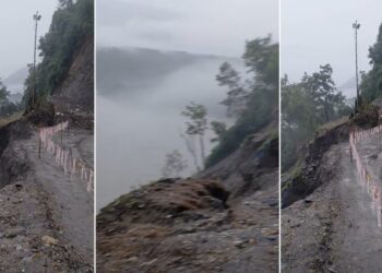 अविरल वर्षापछि कृष्णभिरमा ग्याबियन वाल खस्यो