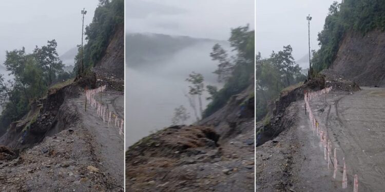 अविरल वर्षापछि कृष्णभिरमा ग्याबियन वाल खस्यो